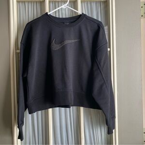 Nike Black Textured Swoosh Crew Sweatshirt